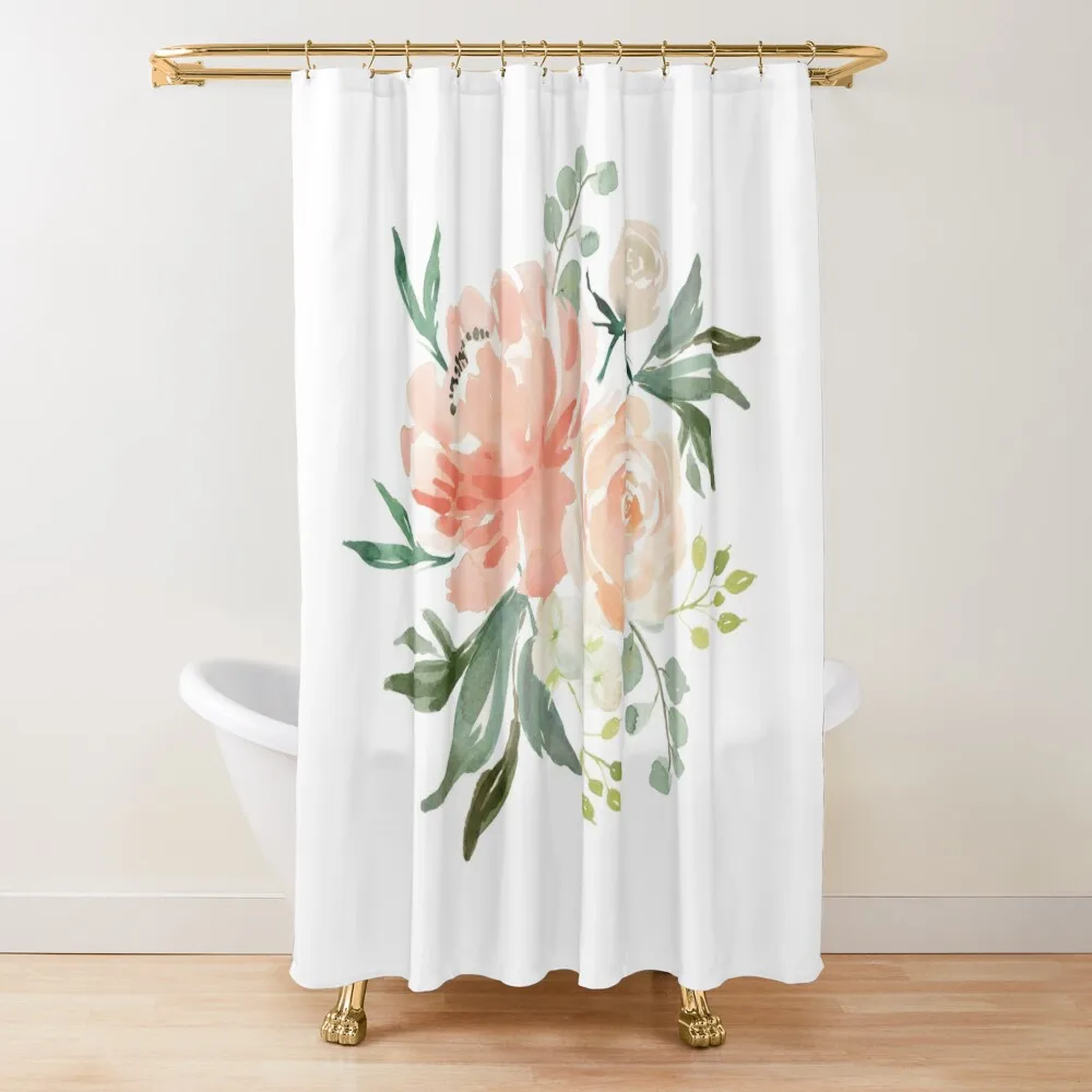 Peachy, Peachy Floral Studio Design Shower Curtain Bathroom For Shower Window Curtain