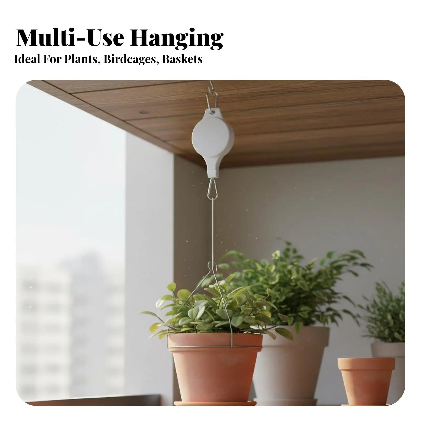 Heavy Duty Hanging Hook for Plants Adjustable Plant Pulley Hanger for Hanging Baskets Flower Pots Balcony Garden Greenhouse
