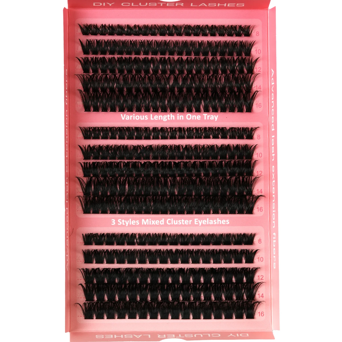 ขนตาปลอมแบบกลุ่ม DIY ใหม่ 60d80d100d 8-16 มม. 5D หนา นุ่ม แยกเส้น C/D15Rows ธรรมชาติ สำหรับแต่งหน้า