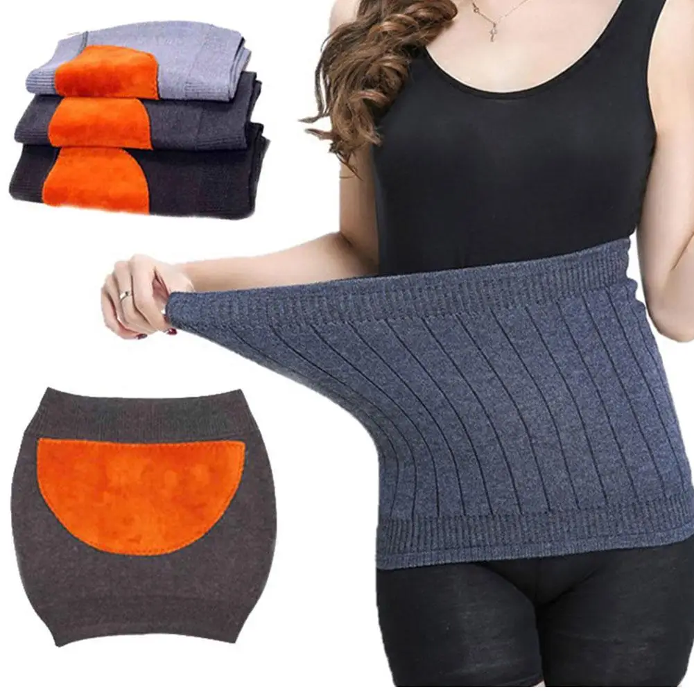 Envoltório grosso da barriga para homens e mulheres, protetor de cintura elástica, cinto de veludo quente, envoltório abdominal, inverno, 1pc