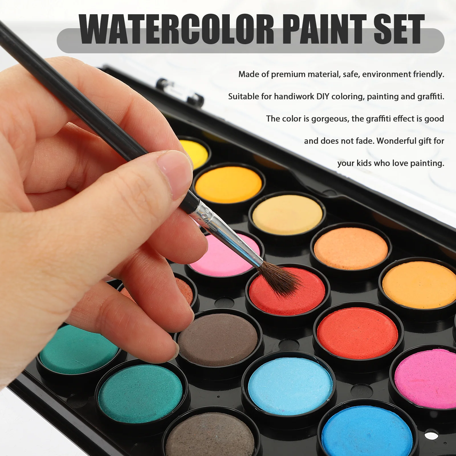 

1Set Watercolor Paint Set Solid Pigments Portable Compact Bright Colors Easy Dissolve Quick Drying Perfect for Travel
