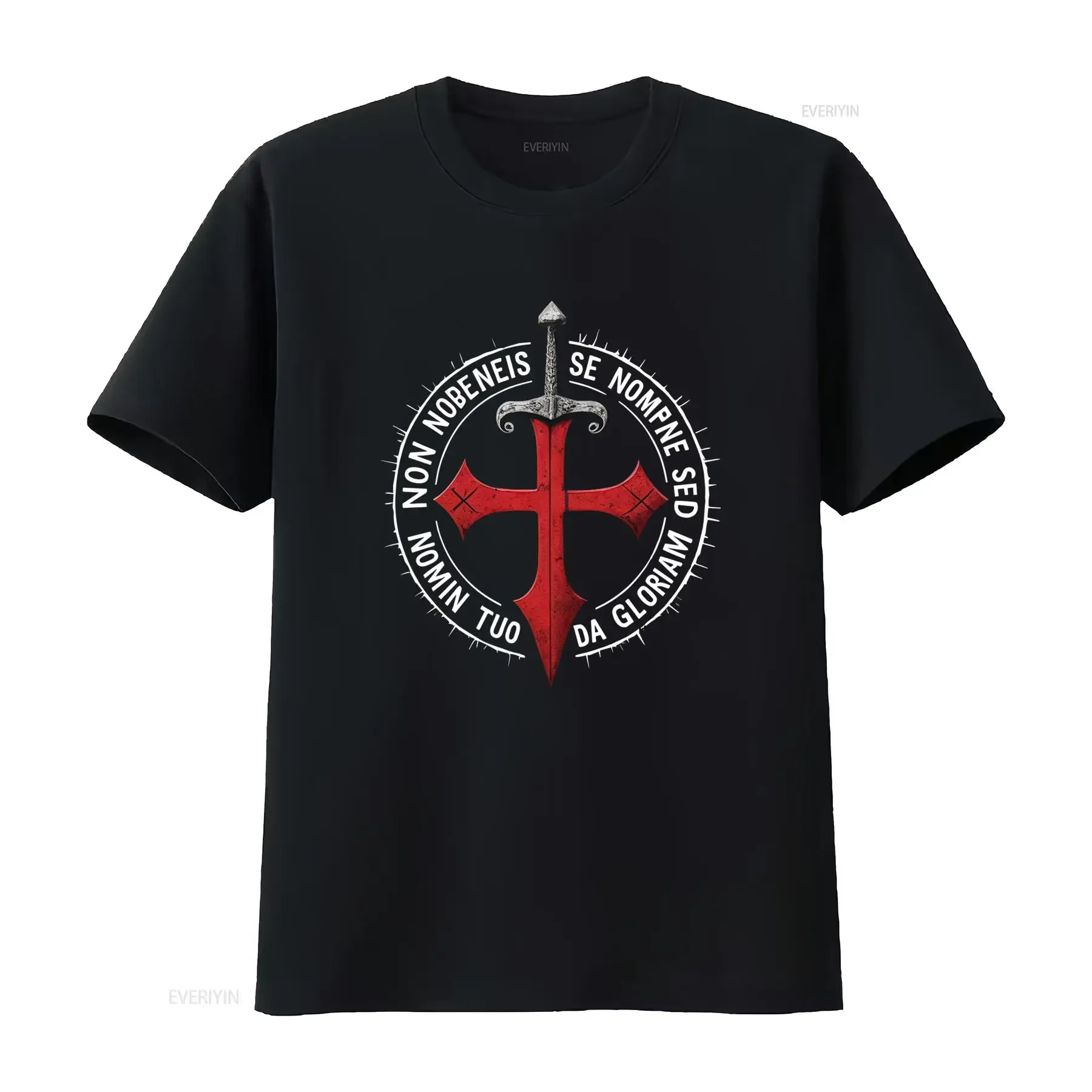 Maglietta da uomo 3D Cavaliere Templare Design medievale con croce latina spada traspirante e anti umidità vintage Washed