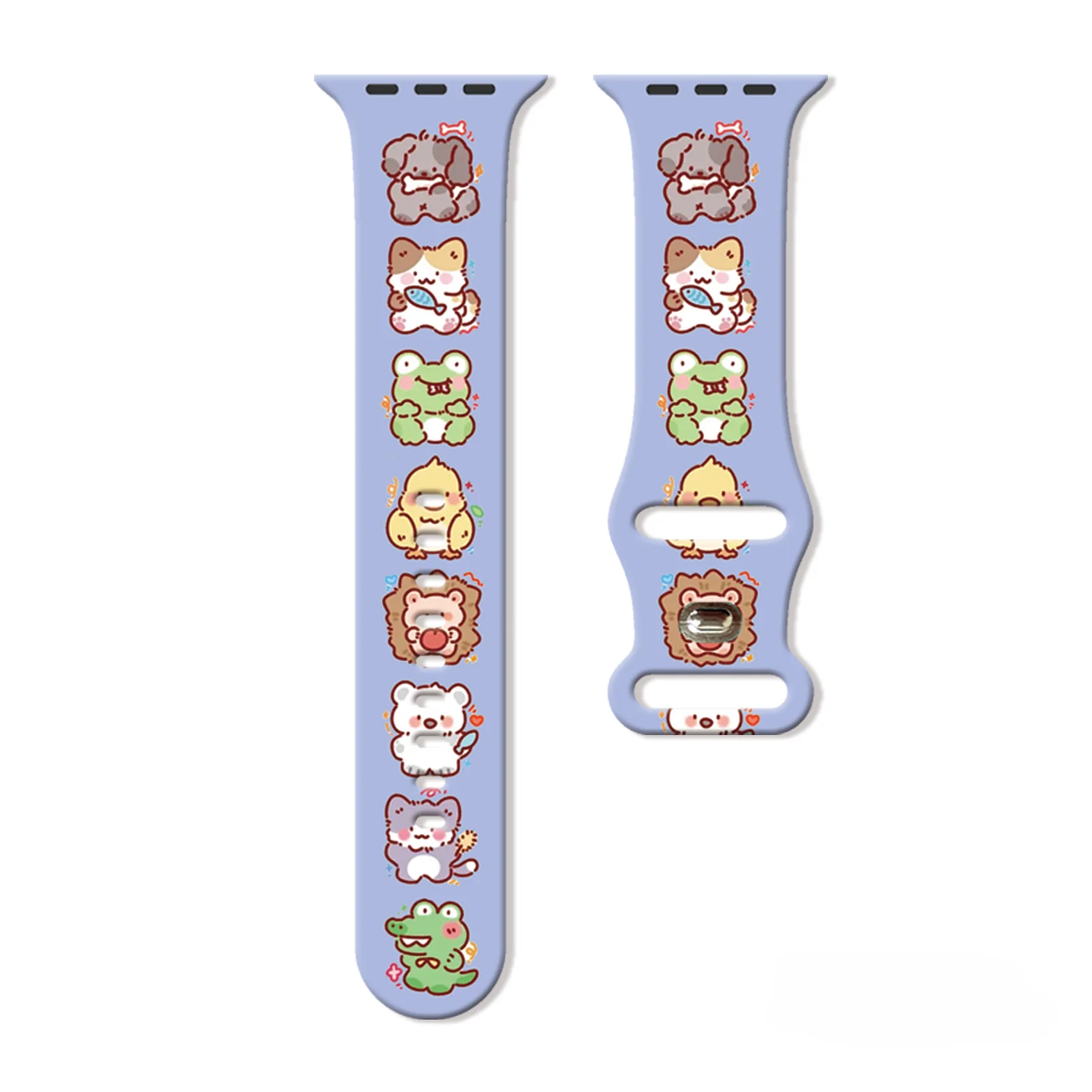 愛らしい動物柄プリントストラップ Apple Watch 10 9 8用 シリコンバンド 交換可能なブレスレット iWatch 46mm 44mm 42mm 41mm ウォッチバンド