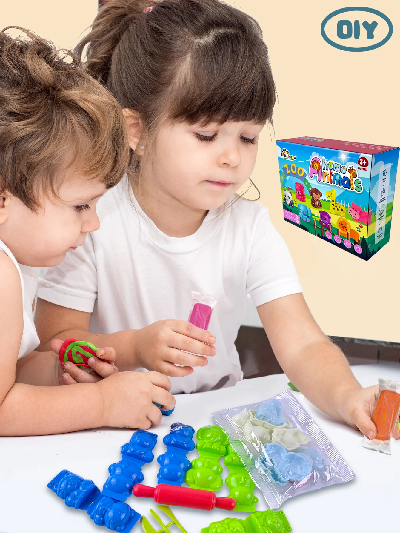 Plastilina de varios moldes y colores para juegos de interior, materiales inofensivos, fácil de jugar, adecuado para niños mayores de 3 años (to