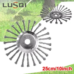 LUSQI 10'' Steel Wire Wheel Grass Trimmer Head Garden Weeding Brush Replacement For Home Petrol Brushcutter Removal Rust&Moss