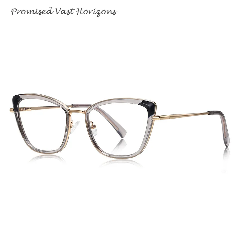 Montatura in acciaio inossidabile alla moda laminata in due colori TR Rim Dual Tone Anti luce blu Lente Plano per donna Montatura per occhiali miopia