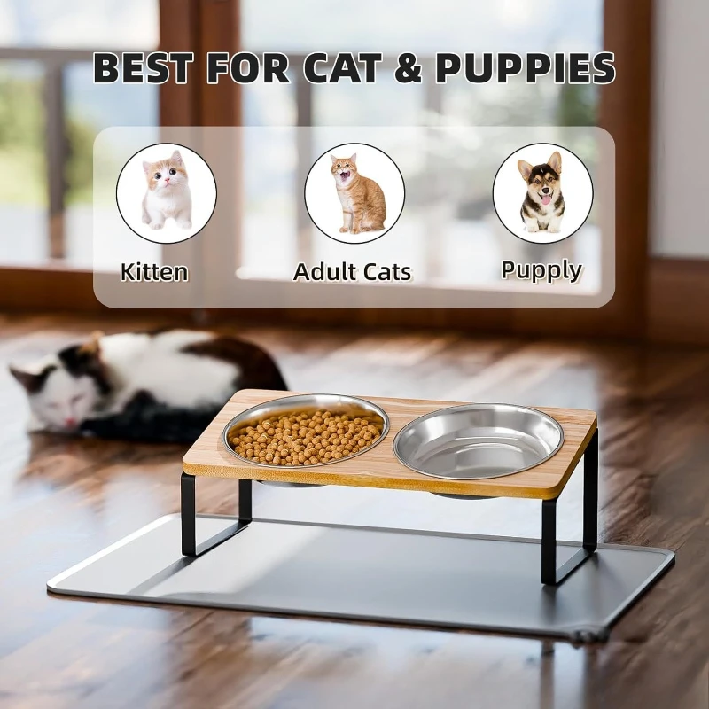 Pet feeder household cat and puppy universal food basin rack neck protection anti-knock increase pet bowl rack