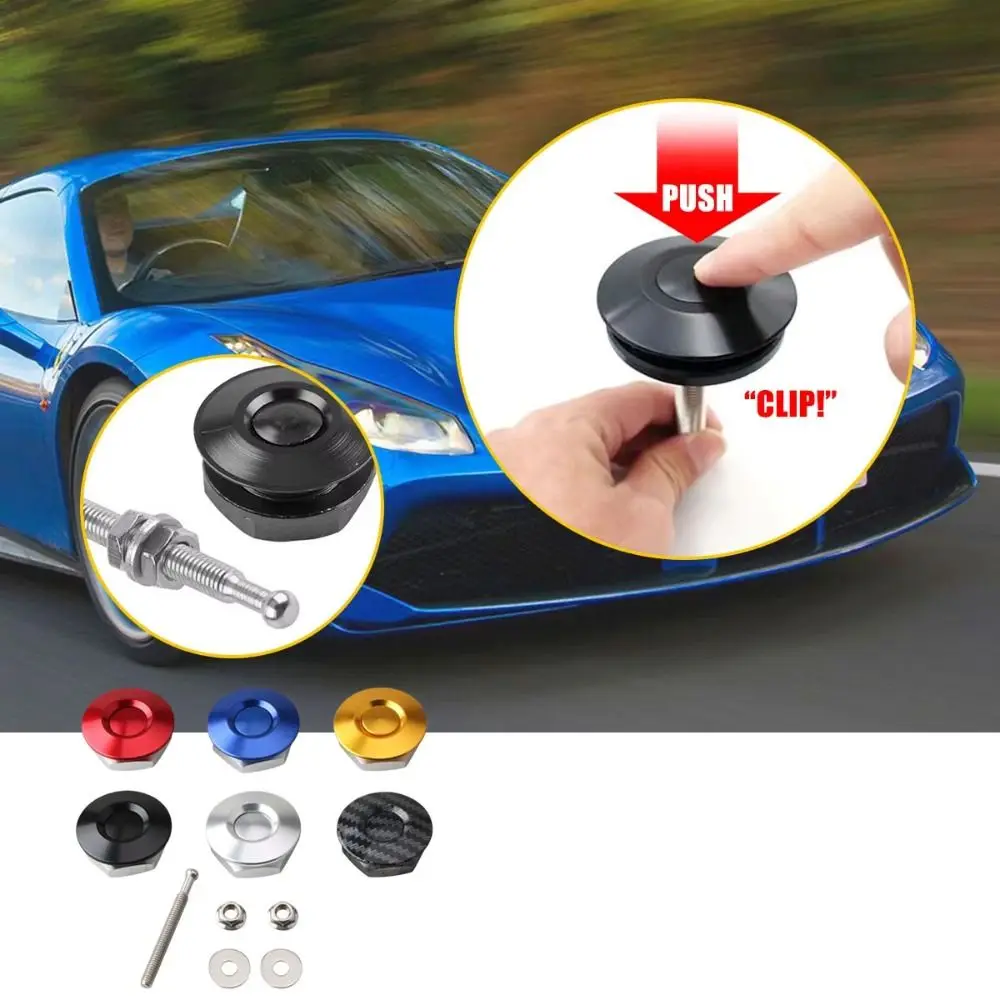 Aluminum Alloy Hood Pins Lock Clip Security Billet Hood Lock Security Straps 25mm Mini Size Push Button Lock Car Tuning