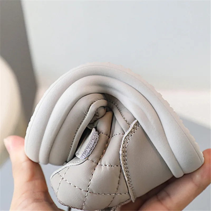 2023 New Autumn Baby Shoes Leather Toddler Boys Girls Sneakers High-help Outdoor Tennis Breathable Fashion Little Kids Sneakers