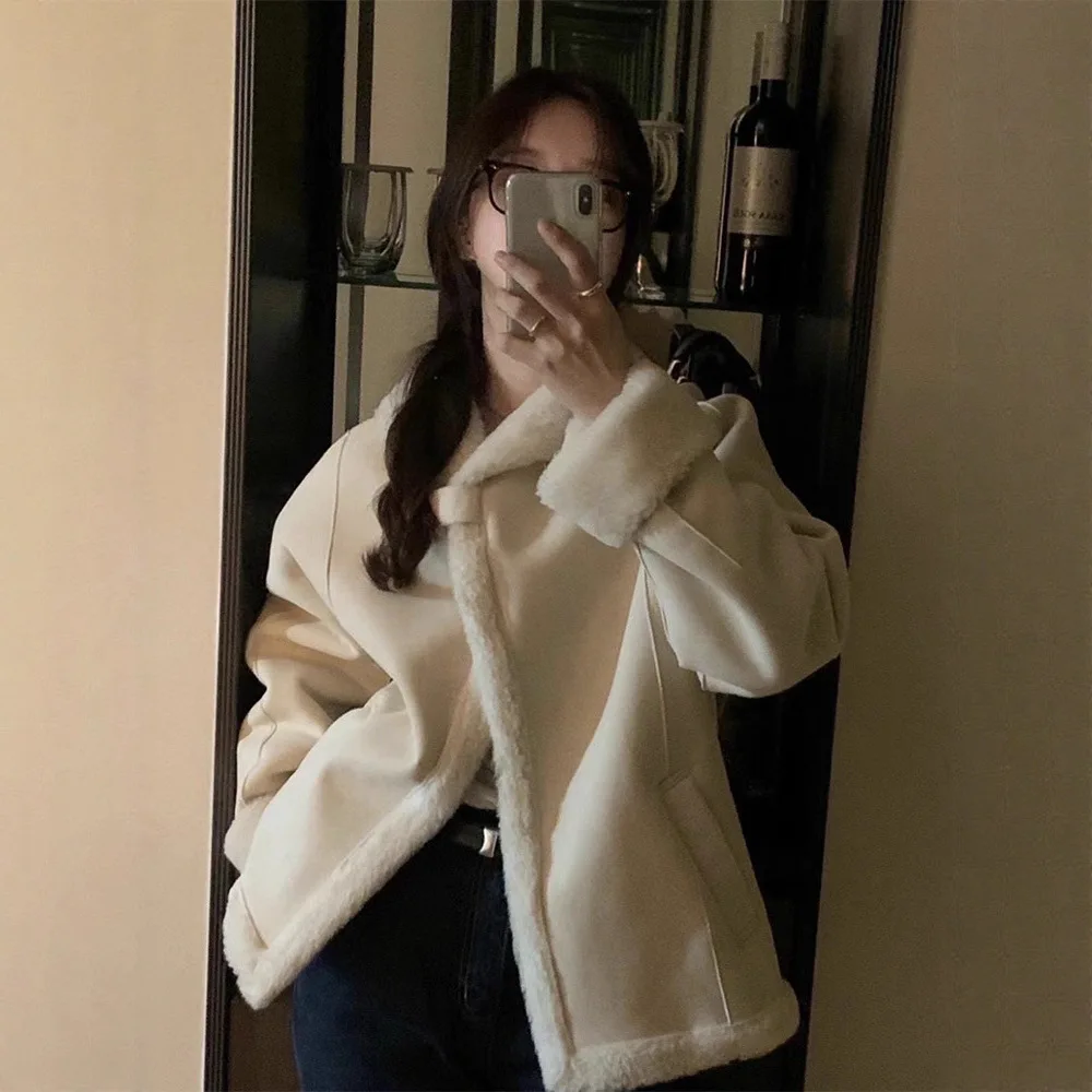 

Korean Sle Women's Suede Lamb Fur Coat East Gate Sle Inteated Leather And Fur Outerwear Warm Thiened Winter Jaet