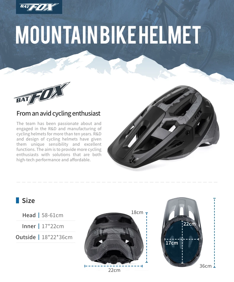 BATFOX Fahrradhelm für Herren und Damen Hochwertiger Integral-geformter Radsport-MTB-Fahrradhelm Straßen- und Mountainbike-Helme Casco Bicicleta – Detail 14
