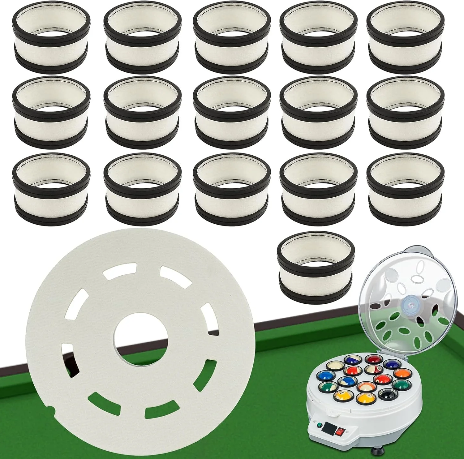 

Cueelf Billiard Ball Cleaning Machine Wool Ring 16 Billiard Ball Cleaner Wool Circle for Cleaning Machine Replacement Spare Part