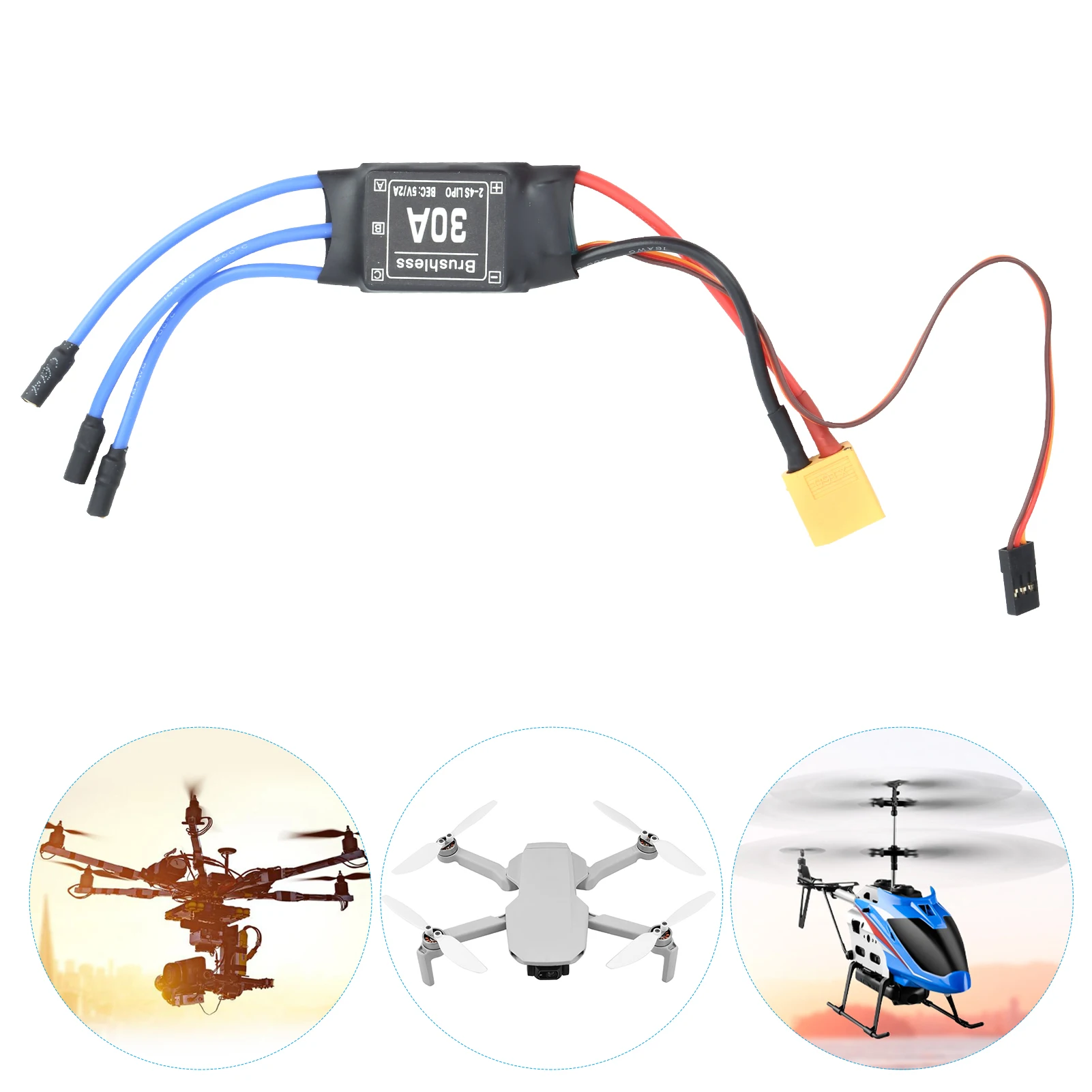 電子速度コントローラー,rcリモコン,esc,xt60,rc部品,30a,ブラシレス,ドローン,ヘリコプター,fpv,航空機用