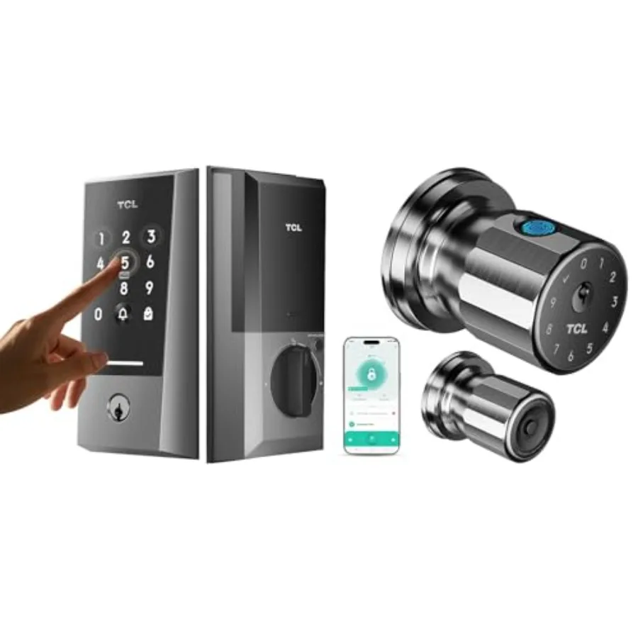 Serratura intelligente WiFi D2 e serratura intelligente con maniglia per porta con impronta digitale K1 per una sicurezza domestica migliorata con connettività wireless biometrica
