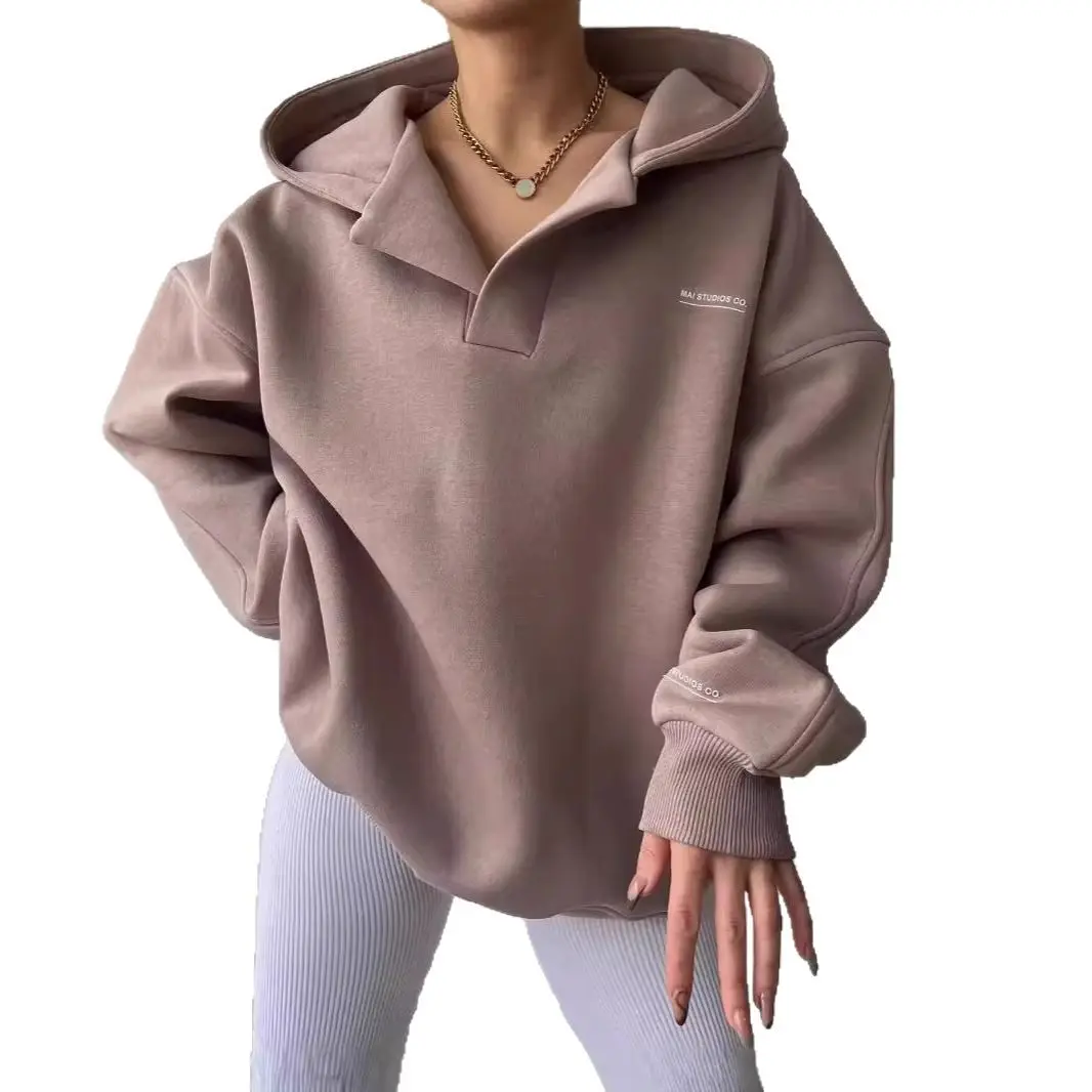 

Американский ретро свитер с капюшоном и v-образным вырезом, женский осенний новый свободный свитер оверсайз в иностранном стиле с принтом Cw87241