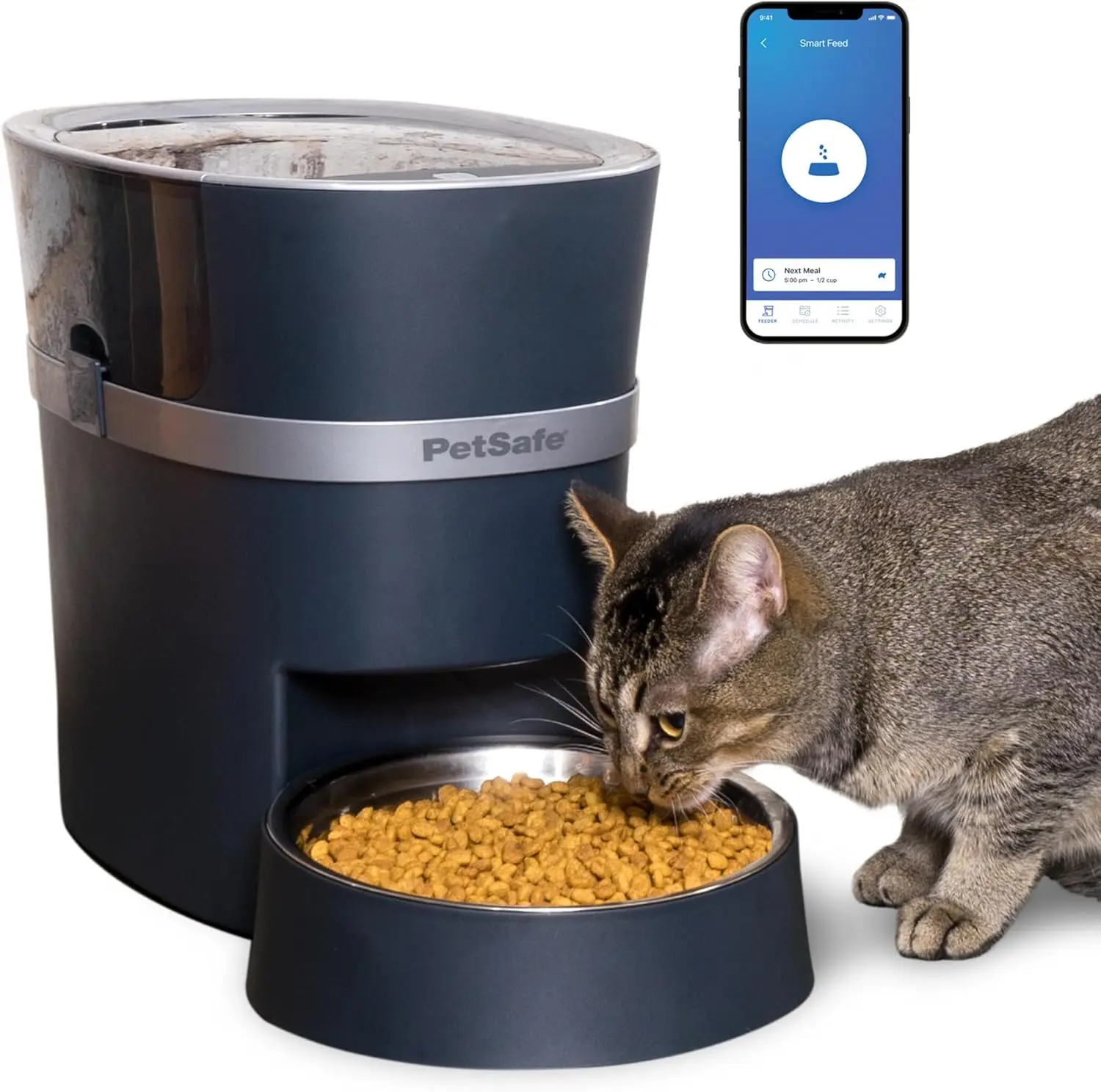 

PetSafe Automatic Cat Feeder - Electronic Pet Feeder for Cats & Dogs - Programmable Mealtimes, Alexa, Apple & Android Compatible