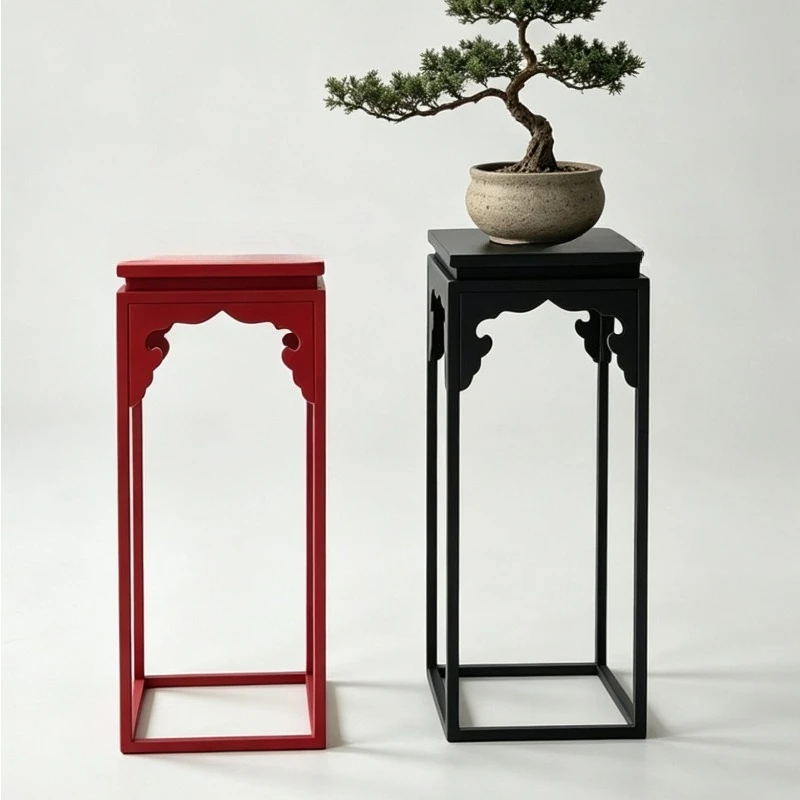 New Chinese Flower Stand Simple and High-end Hotel Porch Flower Pot Stand End View Table Antique Vase Display Stand Shelf