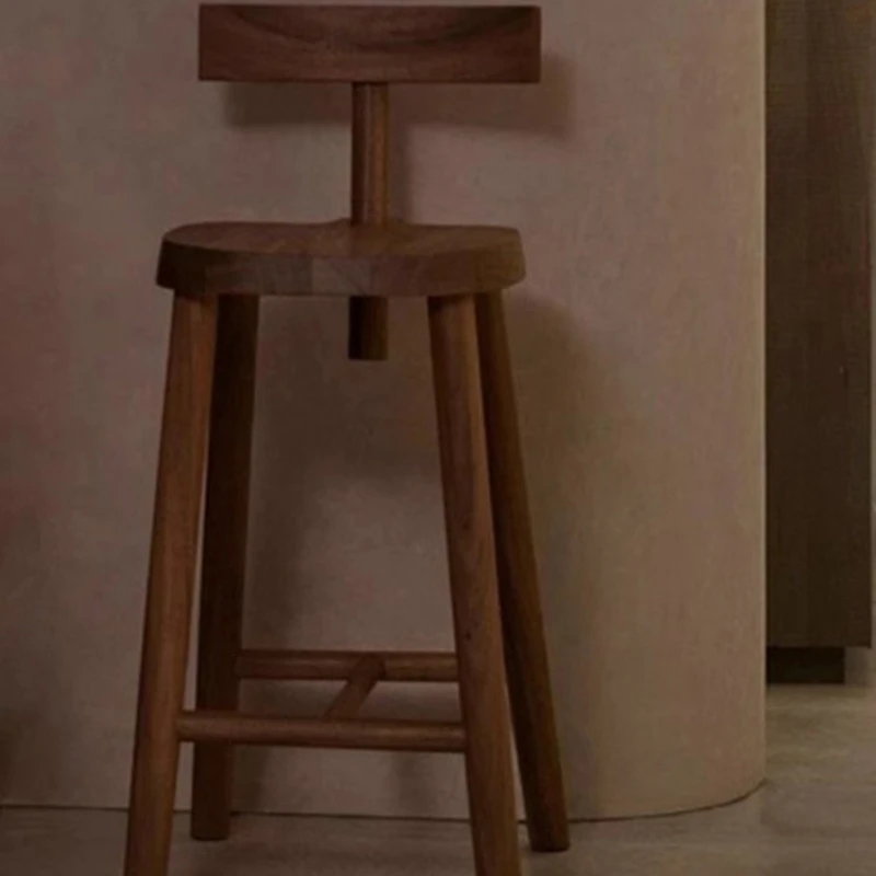 Sillas de Bar de diseño de madera maciza, estilo cafetería Vintage, respaldo minimalista, sillas de Bar, balcón de alto acento, muebles para el hogar, Banqueta