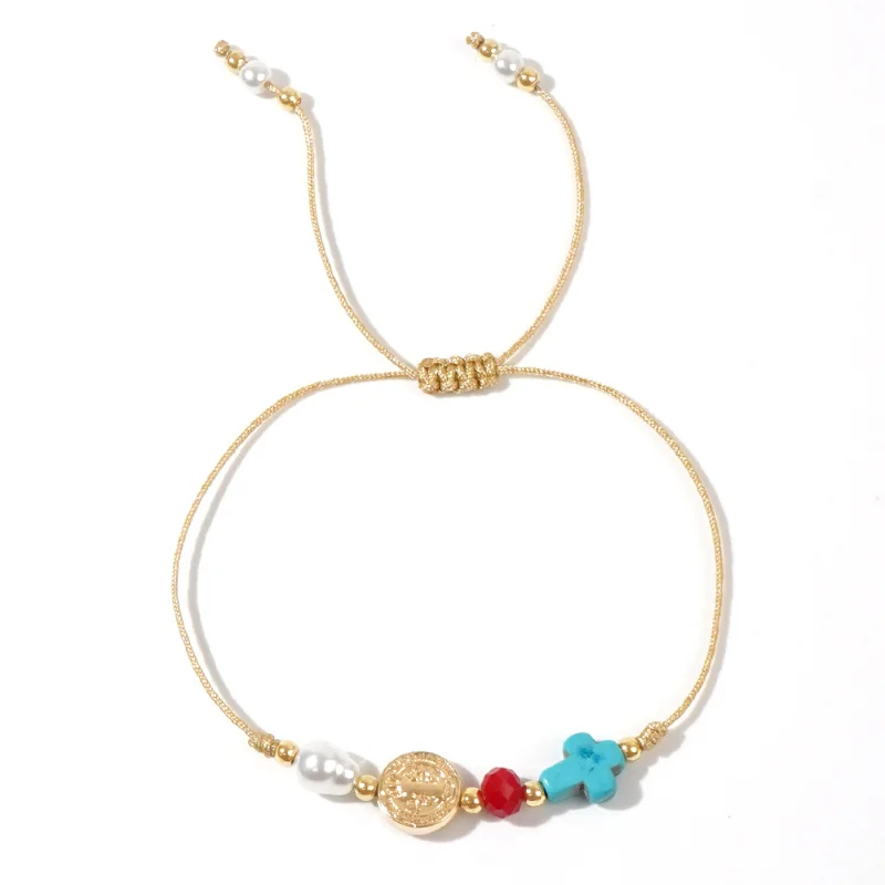 التصميم الأصلي: سوار كريستال متقاطع من الخرز النحاسي الصيفي مصنوع يدويًا من العلامة التجارية النسائية المضادة لللؤلؤ #5