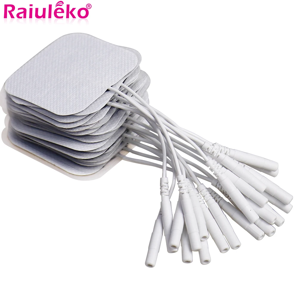 100/20p TENS Ems 5x5cm Electrode Pads Gel Nerve Muscle Stimulator Electrode Stickers Electrodes Acupuncture Machine 2mm Plug