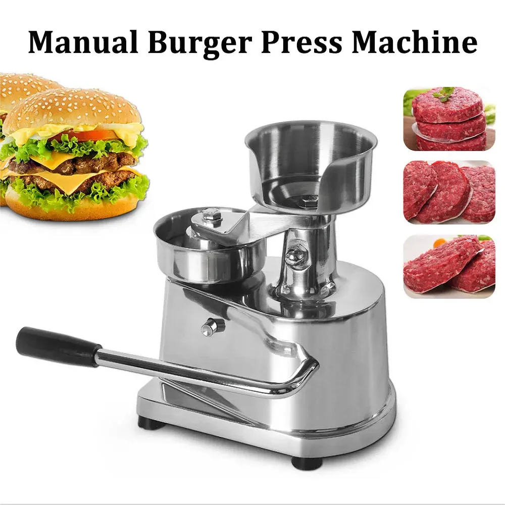 Mesin pembuat Burger Manual, mesin pembuat Burger Manual, pembentuk daging bulat, baja tahan karat, pembentuk Burger, 100 mm-150 mm