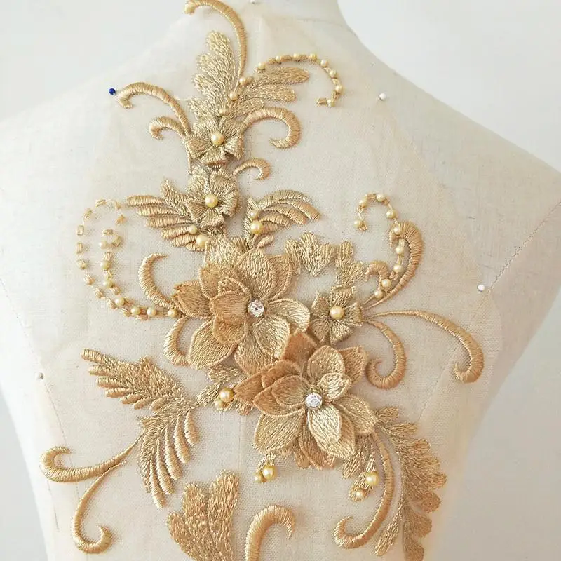 1Pc Big Wedding Dress Lace Applique DIY Craft Flower Patch Garment  Material  Lace Fabric
