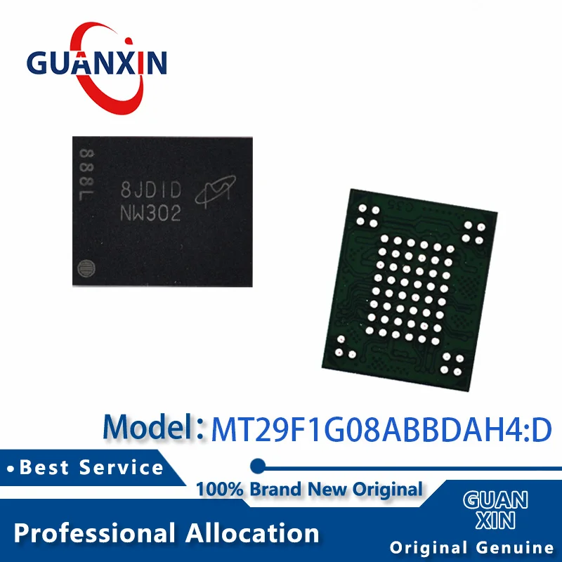 100% nuevo electrónica 2 uds/5 uds MT29F1G08ABBDAH4:D VFBGA-63 marcado NW302 MT29F1G08