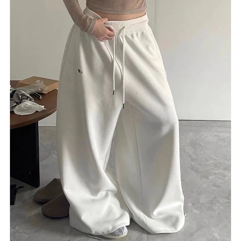 アメリカンレイジージャズスウェットパンツ女性ソリッドカジュアルルーズワイドレッグパンツヒップホップハイウエストストリートダンス原宿Y2Kパンツ