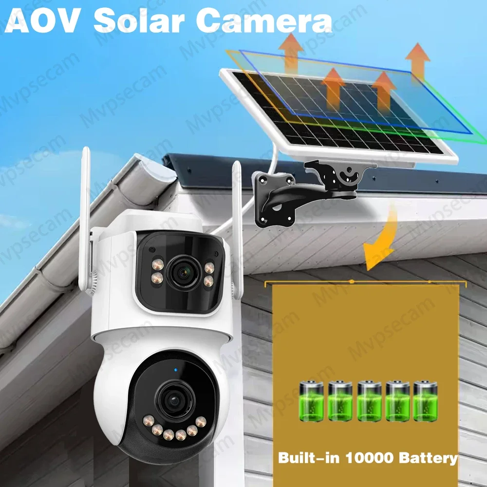 ICsee في الهواء الطلق AOV 24/7 تسجيل 10MP عدسة مزدوجة 10X التكبير كاميرا تعمل بالطاقة الشمسية المدمج في بطارية كاميرا متحركة WiFi/4G كاميرا تعمل بالطاقة الشمسية الأمن #3