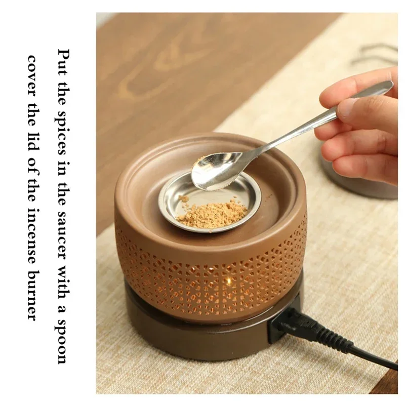 Electronic Aromatherapy Electric Incense Burner Essential Oil Night Light 220V Timing Temperature Adjustment