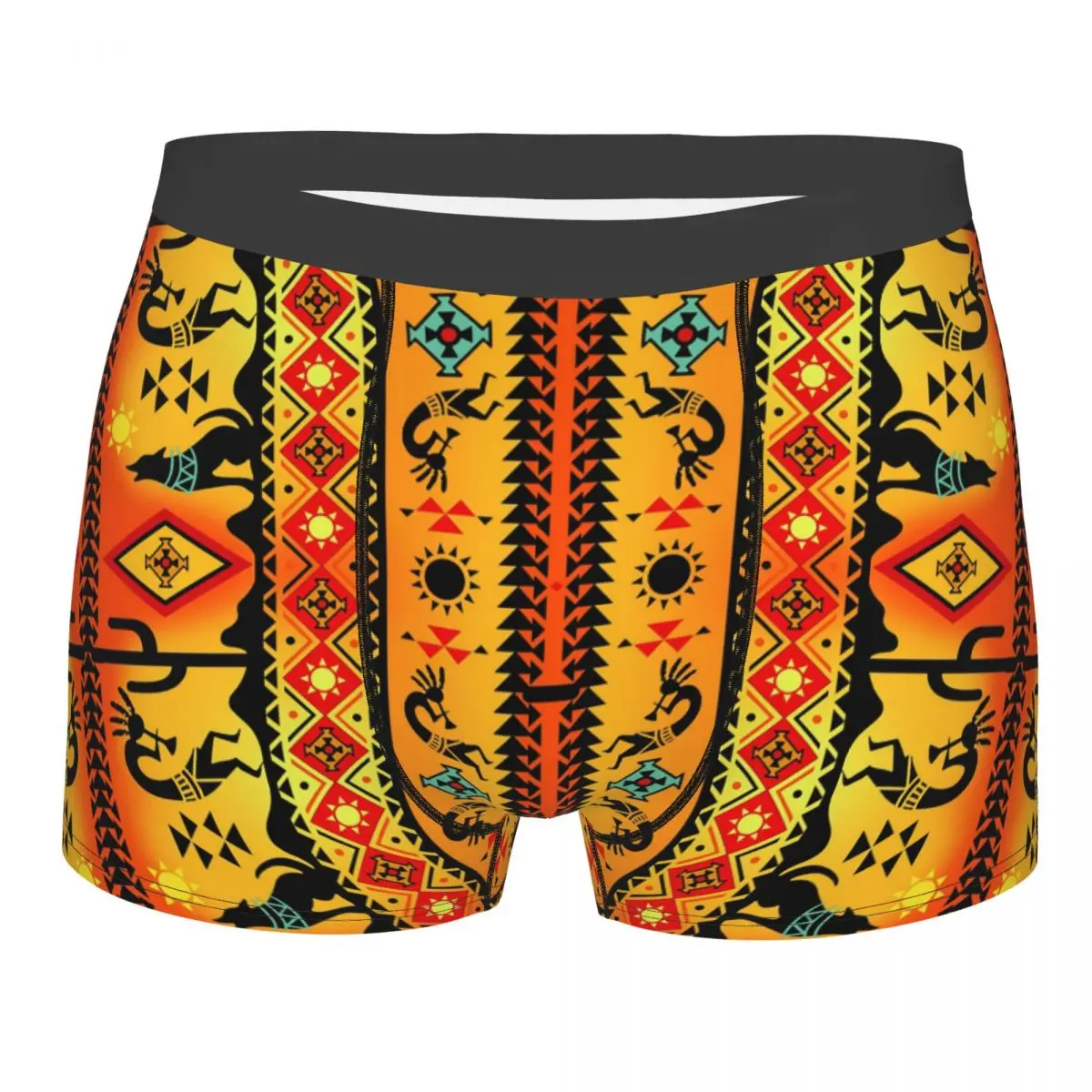Ropa interior personalizada de Southwest Tribal nativo americano Kokopelli, calzoncillos Boxer transpirables para hombre, pantalones cortos, bragas, calzoncillos suaves para hombre