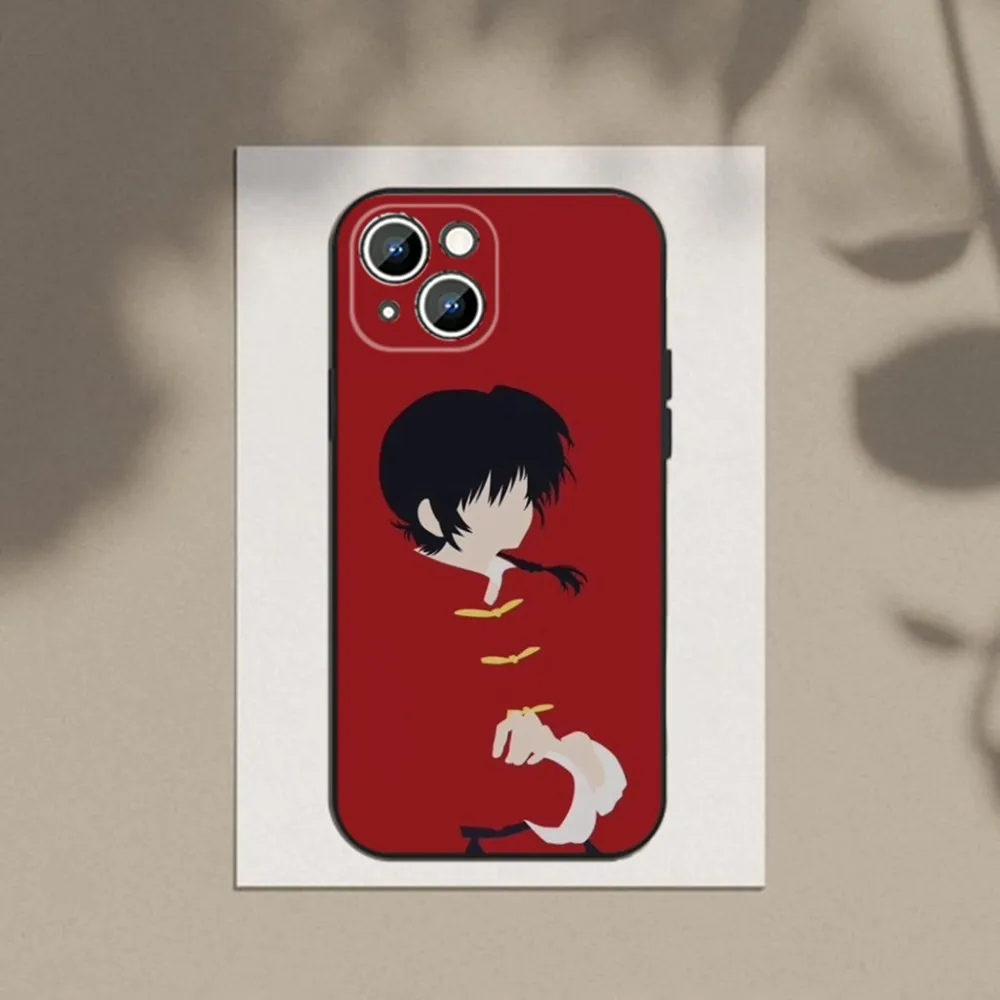 Cartoon R-RANMA 1 2 Phone Case Phone Case For Apple iPhone 15,14,13,12,11,XS,XR,X,8,7,Pro,Max,Plus,mini Silicone Black Cover