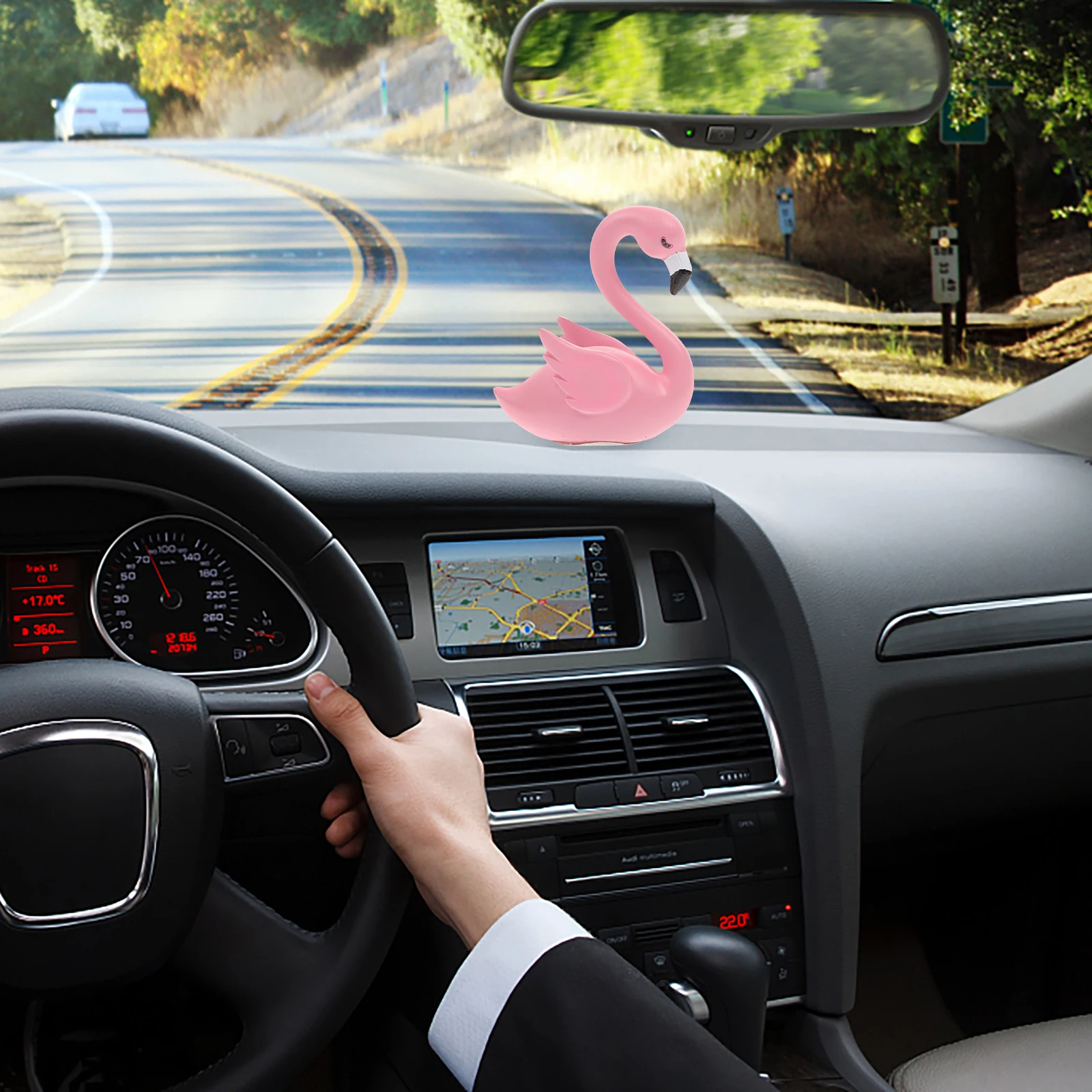 

Car Decor Creative Flamingo Ornament Small Fresh Decoration For Table Office Bedroom Love Bird Gift Pink