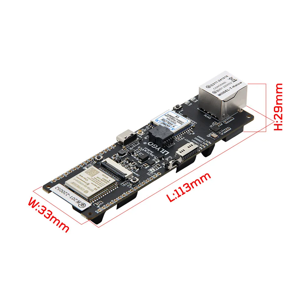 LILYGO T-Halow ESP32-S3 with RJ45 Port & Camera Interface, Equipped with 18650 Battery Holder