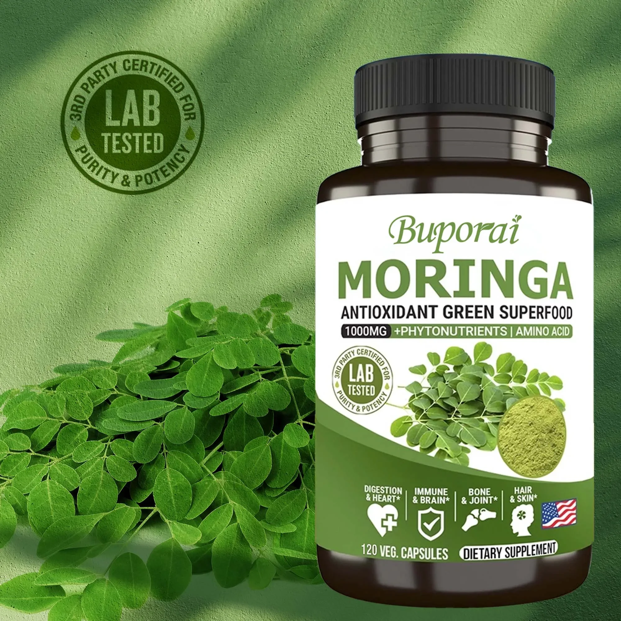 

Moringa Capsules 1000mg - Antioxidant, Enhances Natural Energy, Boosts Metabolism, Increases Energy Levels, Enhance Immunity