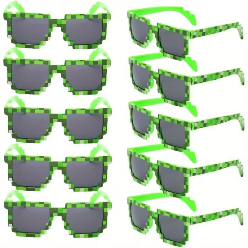 10-Pack 8-Bit Pixel Gamer Glasses, Plastic Frame Decorative Eyewear, Party Favors - AliExpress 