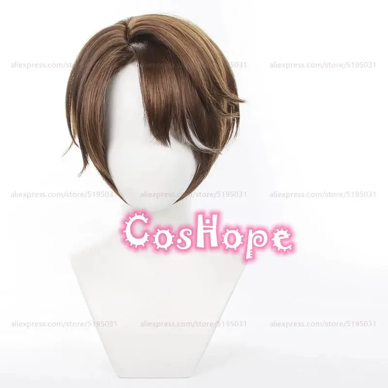 

2025 Welt Yang 30cm Short Hair Brown Highlights White Wig Anime Cosplay Heat Resistant Synthetic Wigs