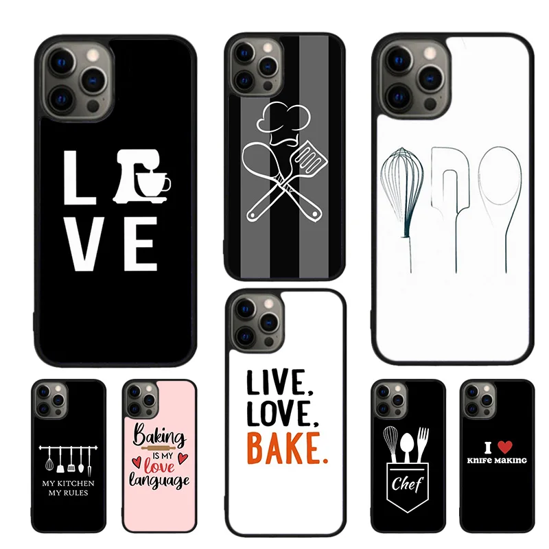 Love Baking Chef Knife Celular Mobile Smartphone Cases For iPhone 16 15 14 12 13 mini 11 Pro MAX 7 8 Plus SE2020 Coque Fundas