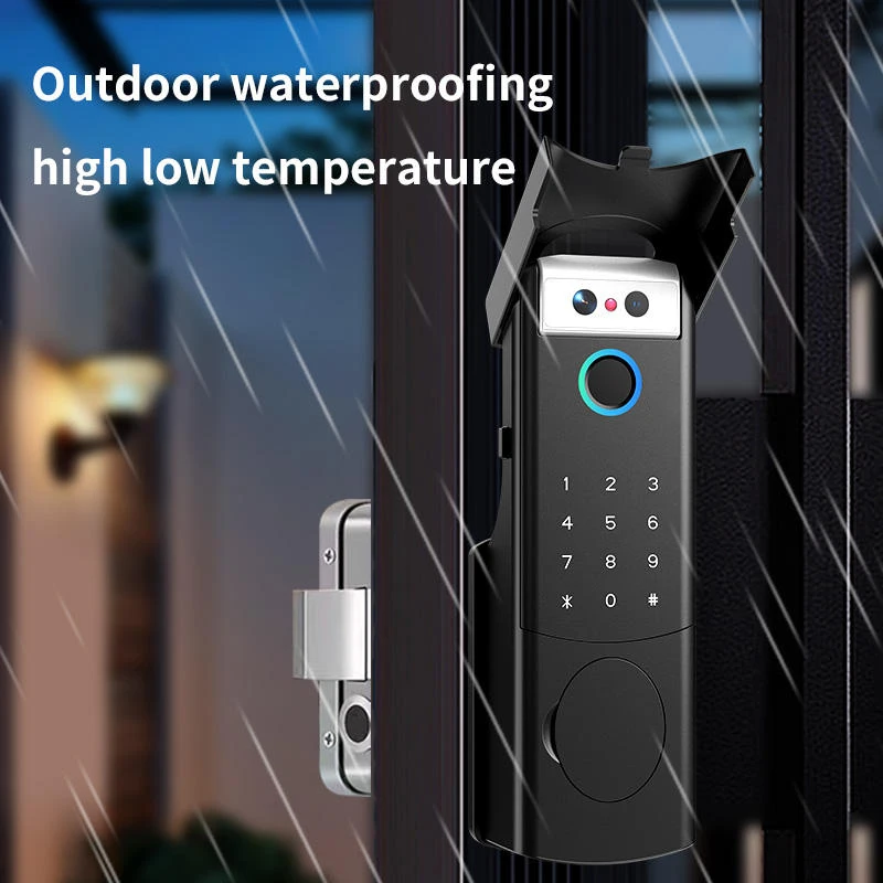 STLF Tuya WiFi Video Intercom Waterproof Face Recognition Fingerprint Door Lock Remote Smart Lock for Wood Door Cloud Storage