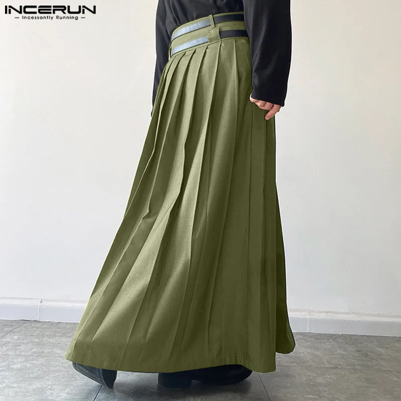 

Мужские повседневные юбки-брюки с плиссировкой и молнией, однотонные, свободного кроя, в уличном стиле, для отдыха, модные, размеры S-5XL, INCERUN 2026