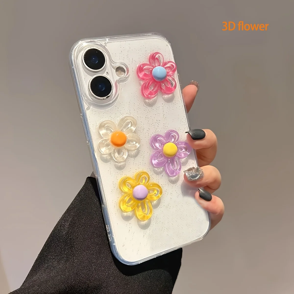 3D-Blumen Luxus Glitzer Handyhülle für iPhone 17 13 16 15 11 12 14 Pro Max 17 Air XR X 16e Weiche Stoßfeste Hülle – Detail 5