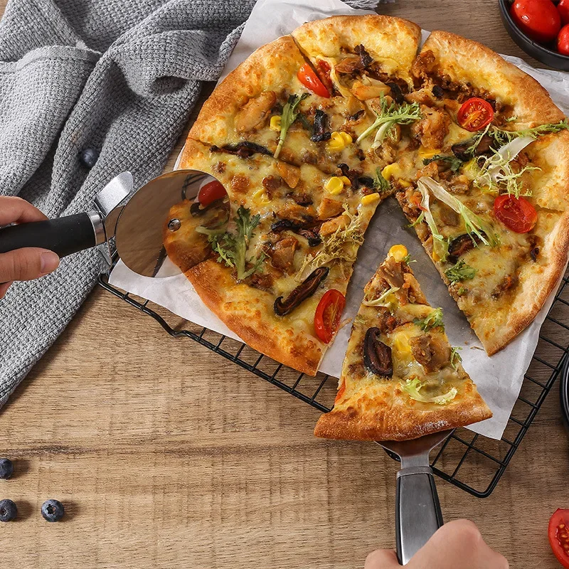

Roller Stainless Steel Pizza Knife Shovel Two-piece Handle Set Circular Single-wheel Pizza Knife Pizza Shovel Kitchen Tool