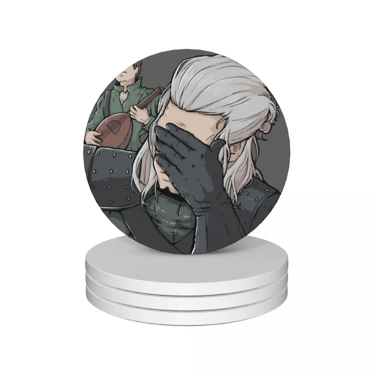 

Geralt Face Palm Ceramic Coasters (Set of 4) for cups set slate for drinks set cup pads Coasters