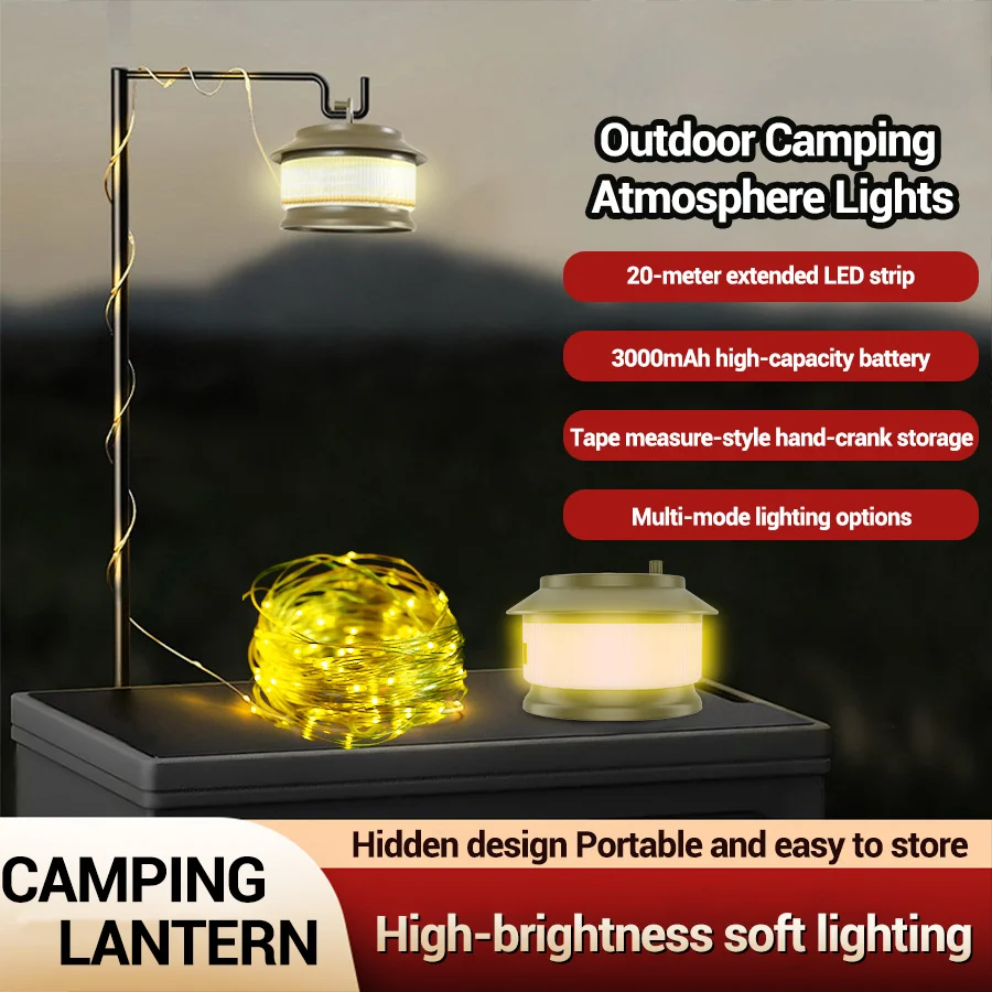 المحمولة القابلة لإعادة الشحن التخييم مصباح 20 متر طول مقاوم للماء أضواء قابلة لإعادة التدوير سلسلة في الهواء الطلق خيمة حديقة ساحة ديكور الغلاف الجوي