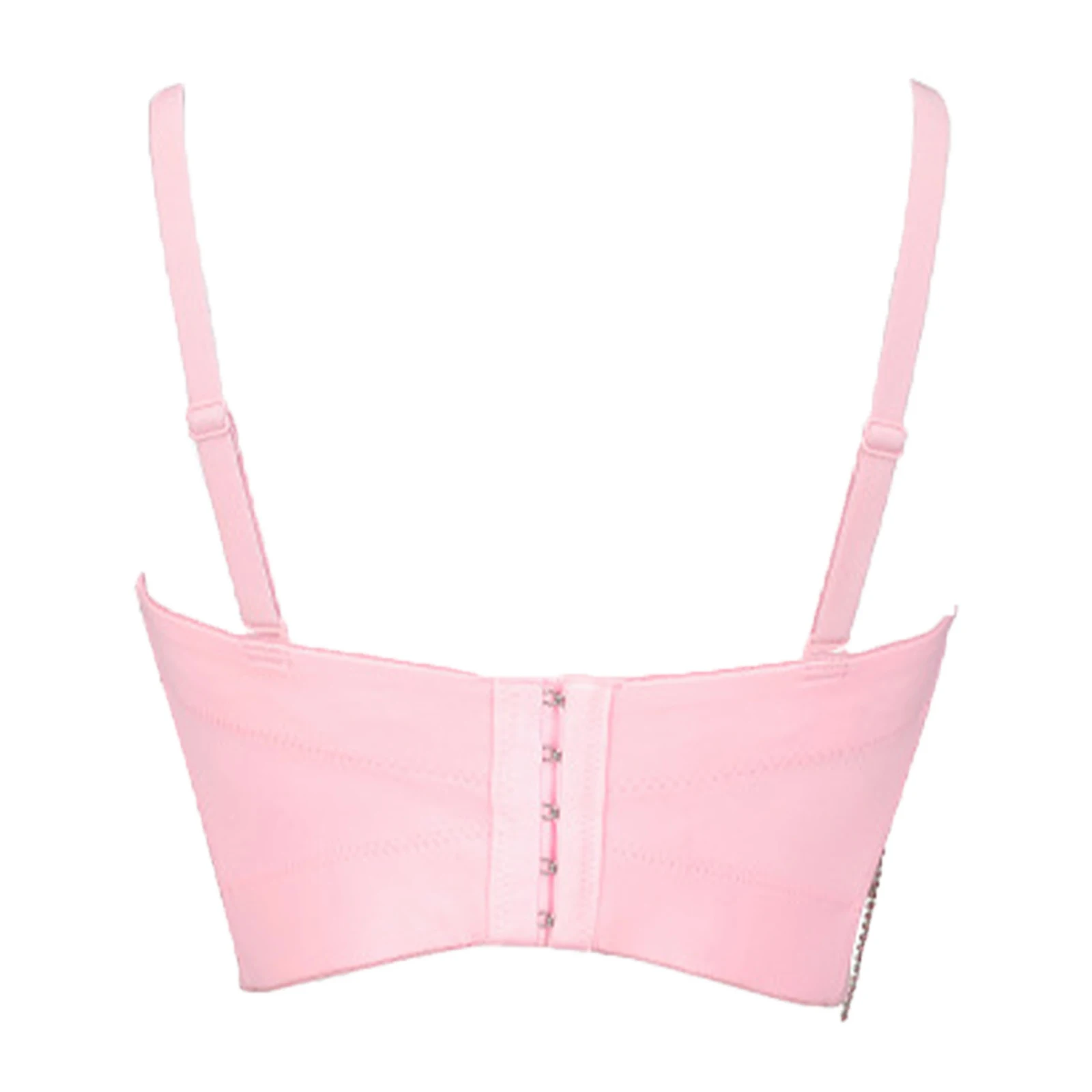 Women Shiny Chain Tassel Bustier Bra Tops Rhinestones Push-up Underwire Boned Corset Crop Camisole Tank Top for Nightclub Party