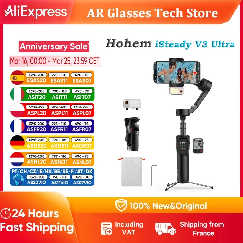 Hohem iSteady V3 Ultra Smartphone Stabilizer Gimbal met 360° °   Multimodale AI-trackingstabilisator voor vlogs