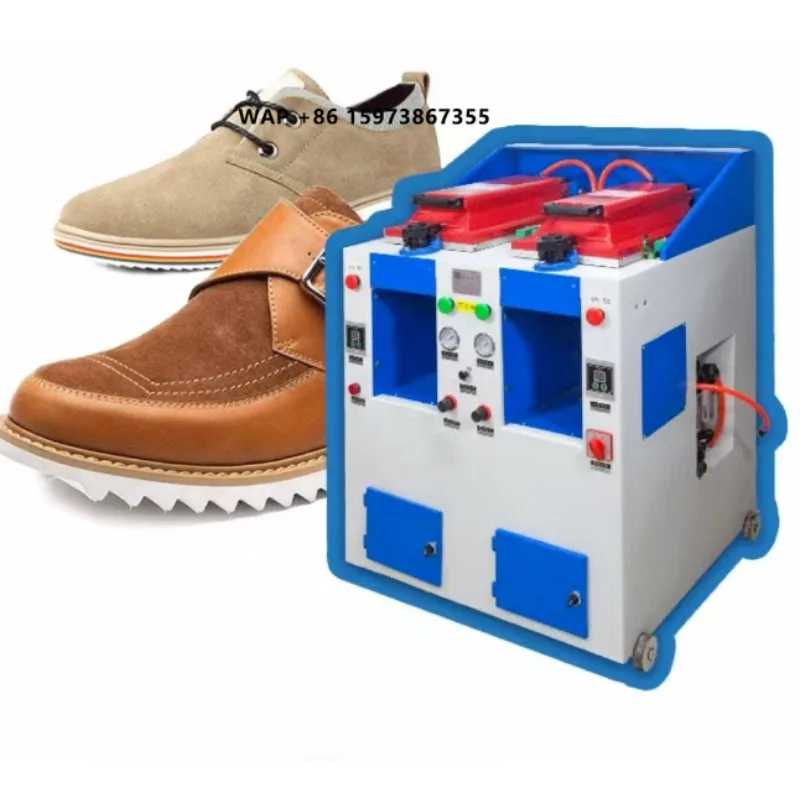 Shoe Making Machinery Press Air Pressure Manual Double Station Cover Type Sole Pressing Attaching Machine