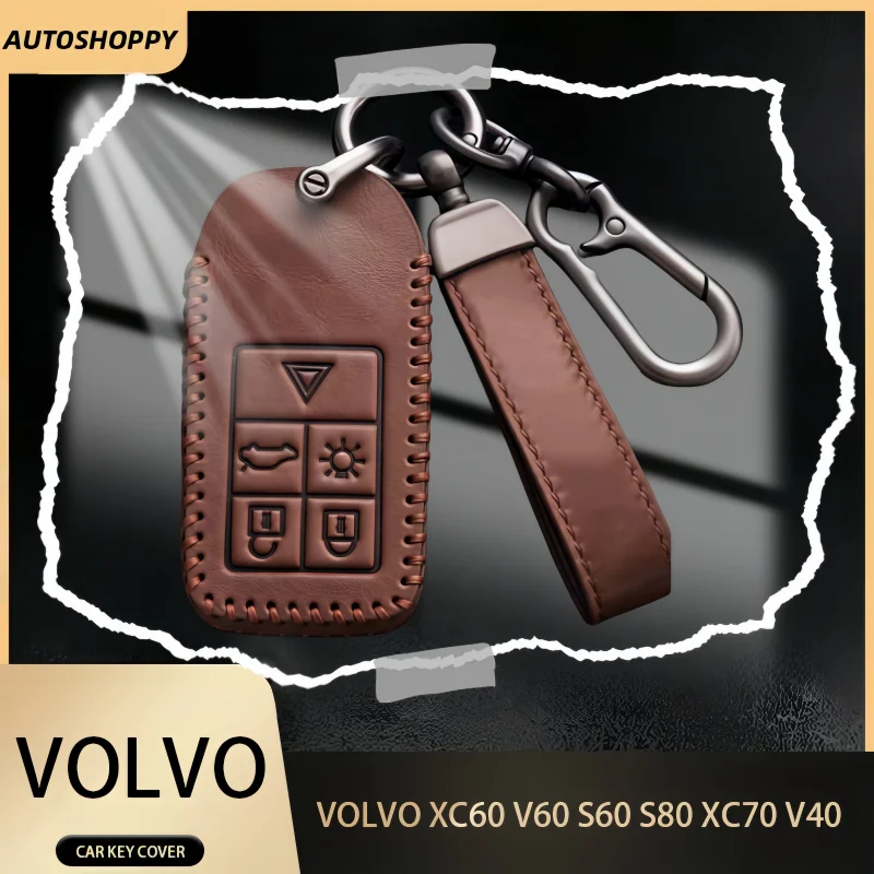 

Leather Car Key Case Cover For Volvo XC60 V60 S60 XC70 V40 Keychain Holder Fob Protector Protective Accessories Shell