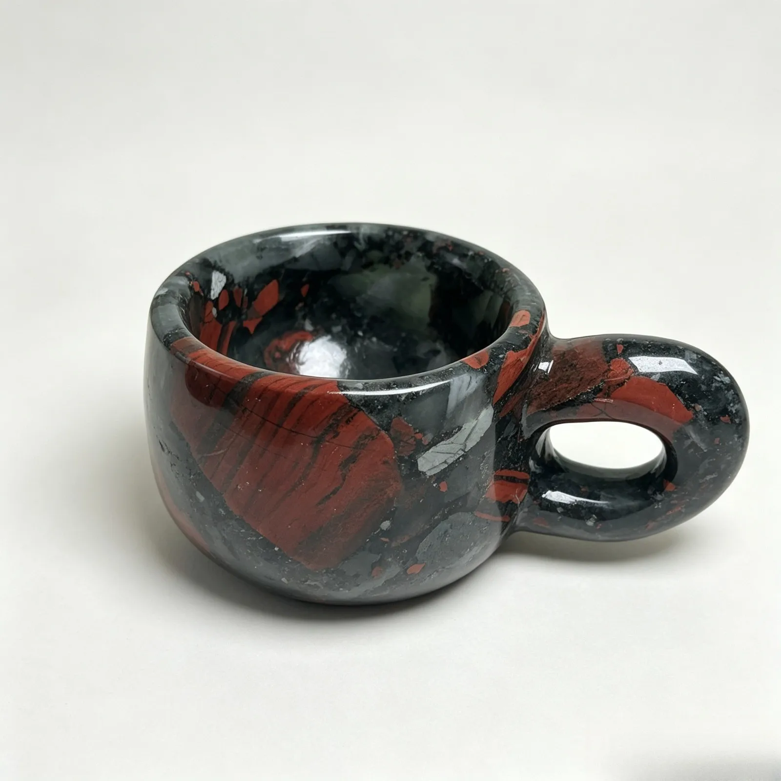 Hand Carved African Bloodstone Cup Natural Gemstone Mineral Specimen Decoration