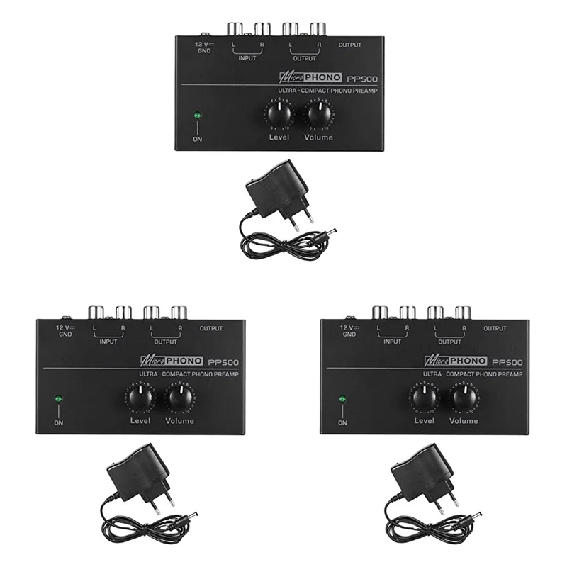 

3CGRO-3X PP500 Ультракомпактный фонокорректор предусилитель предусилитель с регулировкой громкости уровня, вилка европейского стандарта